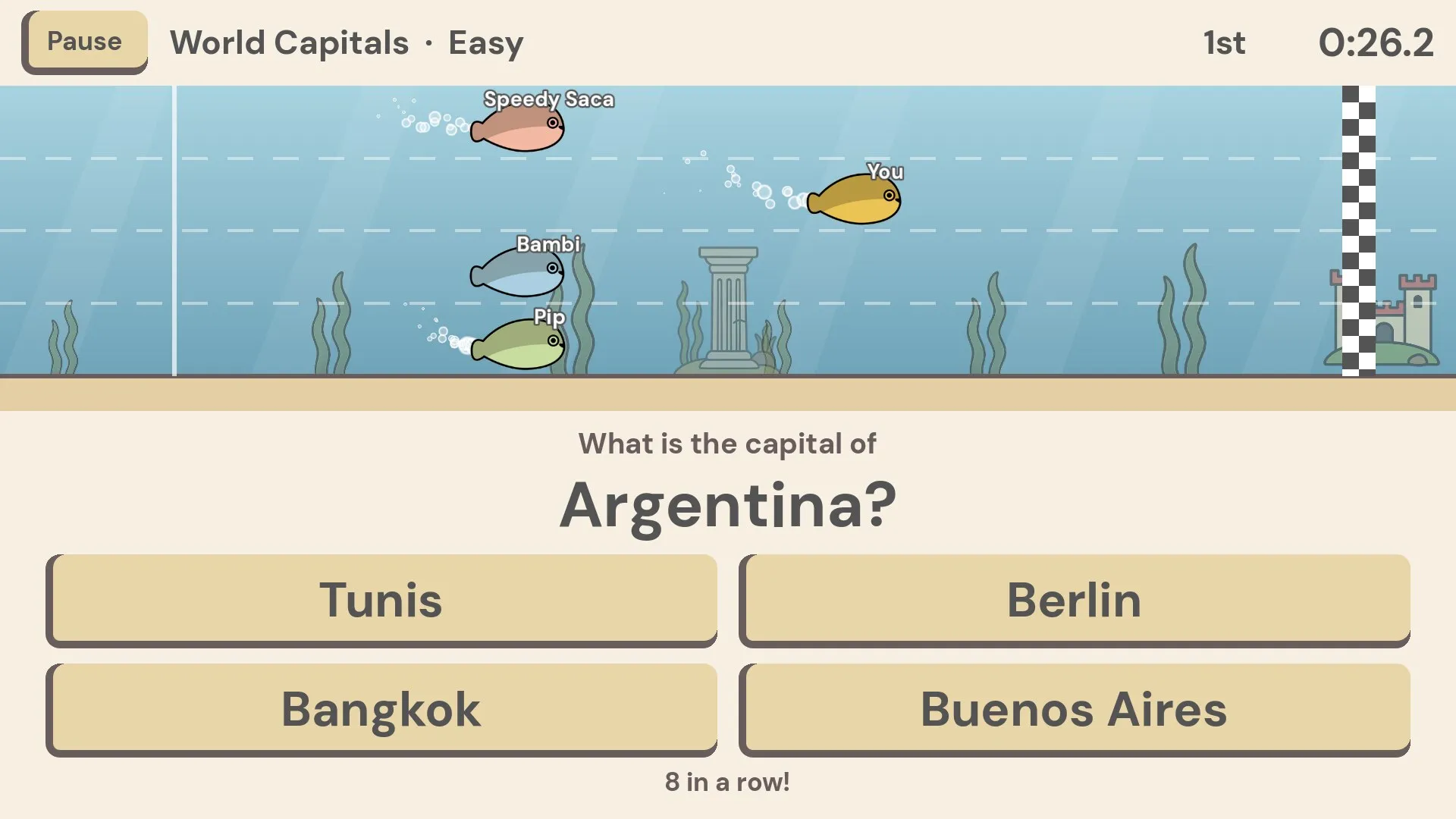 A World Capitals question asking for the capital of Argentina.
